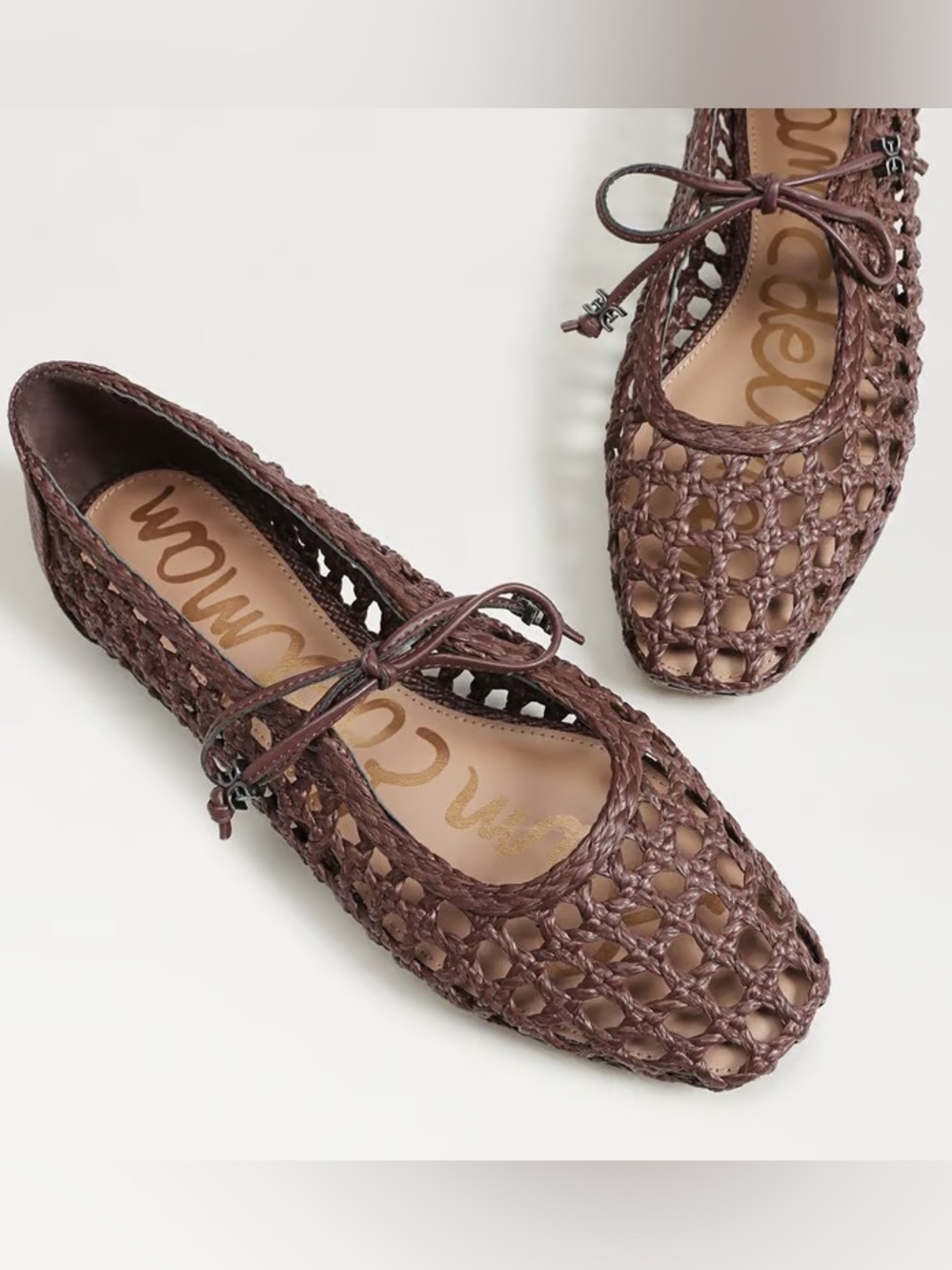 Sam Edelman Marcie Woven Ballet Flats with Bow - Terazzo Brown Weave
